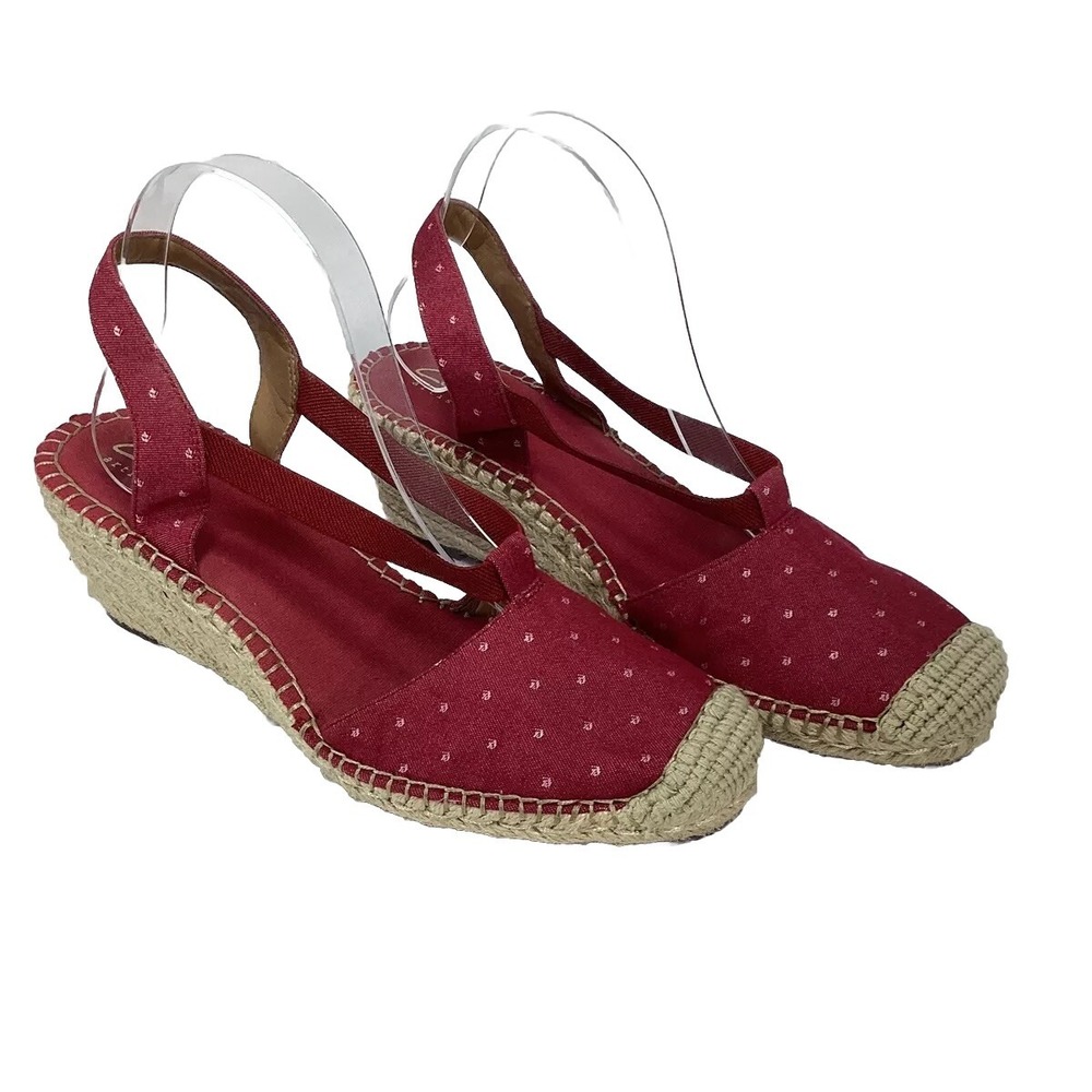 Clarks Artisan Wedge Womens 9 Red Fabric Petrina Kaelie Espadrille Sandals